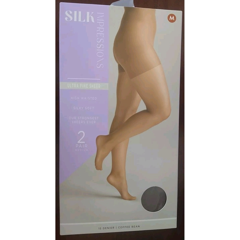 Silk Impressions Pantyhose-2 Pack Medium Coffee Bean-15 Denier-Ultra Fine Sheer